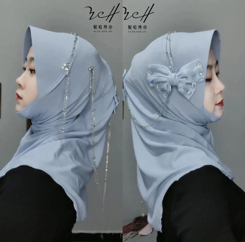 

Bow Tassels Decor Cute Sweet Girls Moslem Hijabi