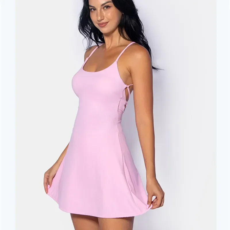 Sexy Beauty Back Golf Tennis Dress Quick Dry Breathable Gym Sports Yoga Wear Fitness Dress