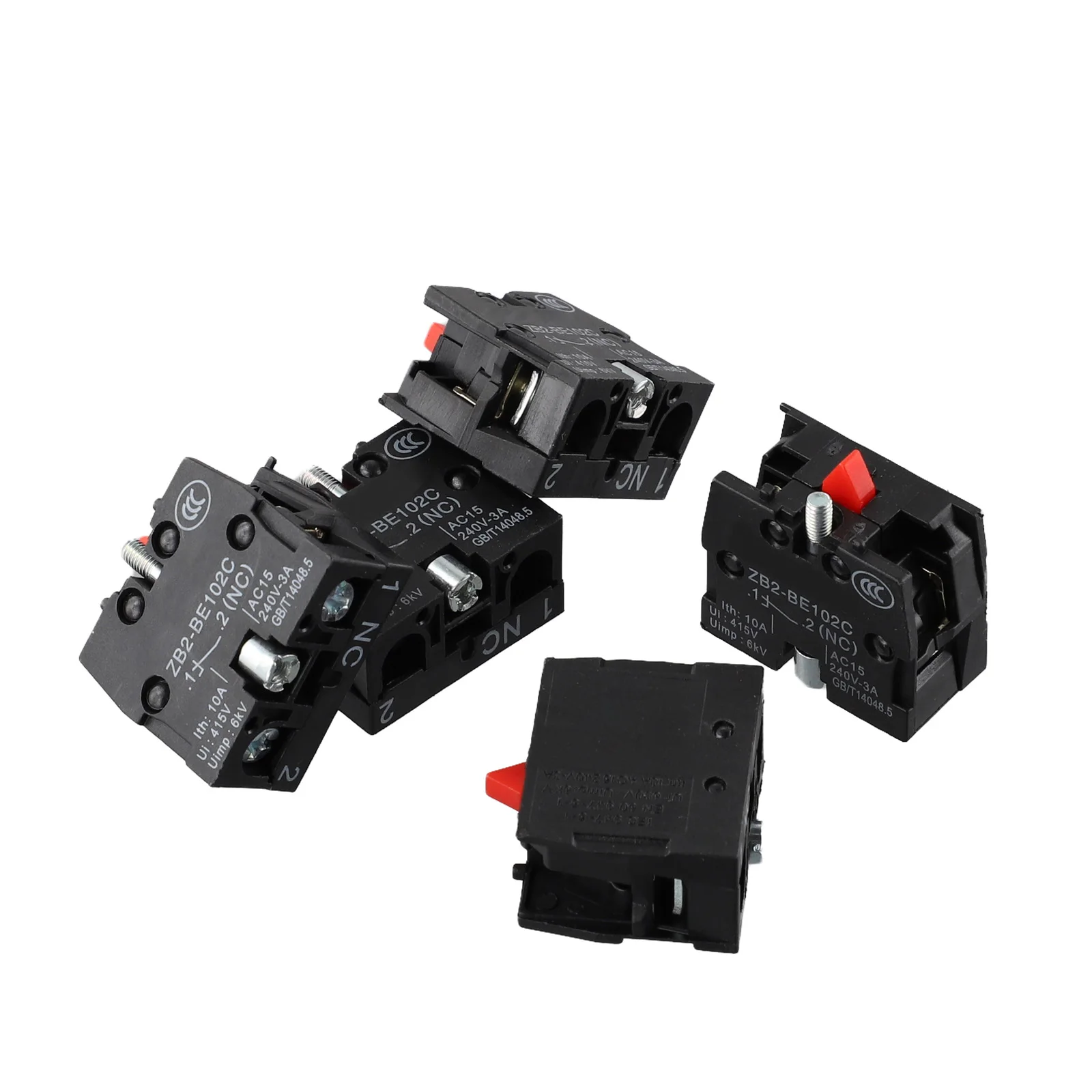 5PCS Push Button Joystick Switch ZB2 BE101C BE102C NO Contact 10A 415V Suitable for Industrial Equipment and Panels