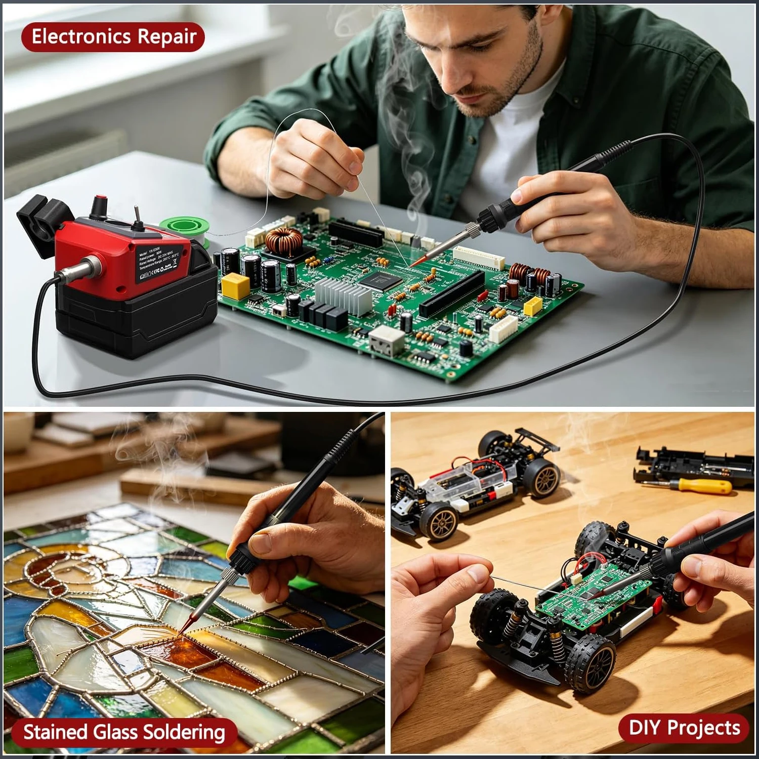 NEUER Kabelloser Lötkolben für Milwaukee 18V Akku, 90W Lötstation-Set mit 5 Spitzen, DIY-Lötset. (Nur Werkzeug) – Detail 6
