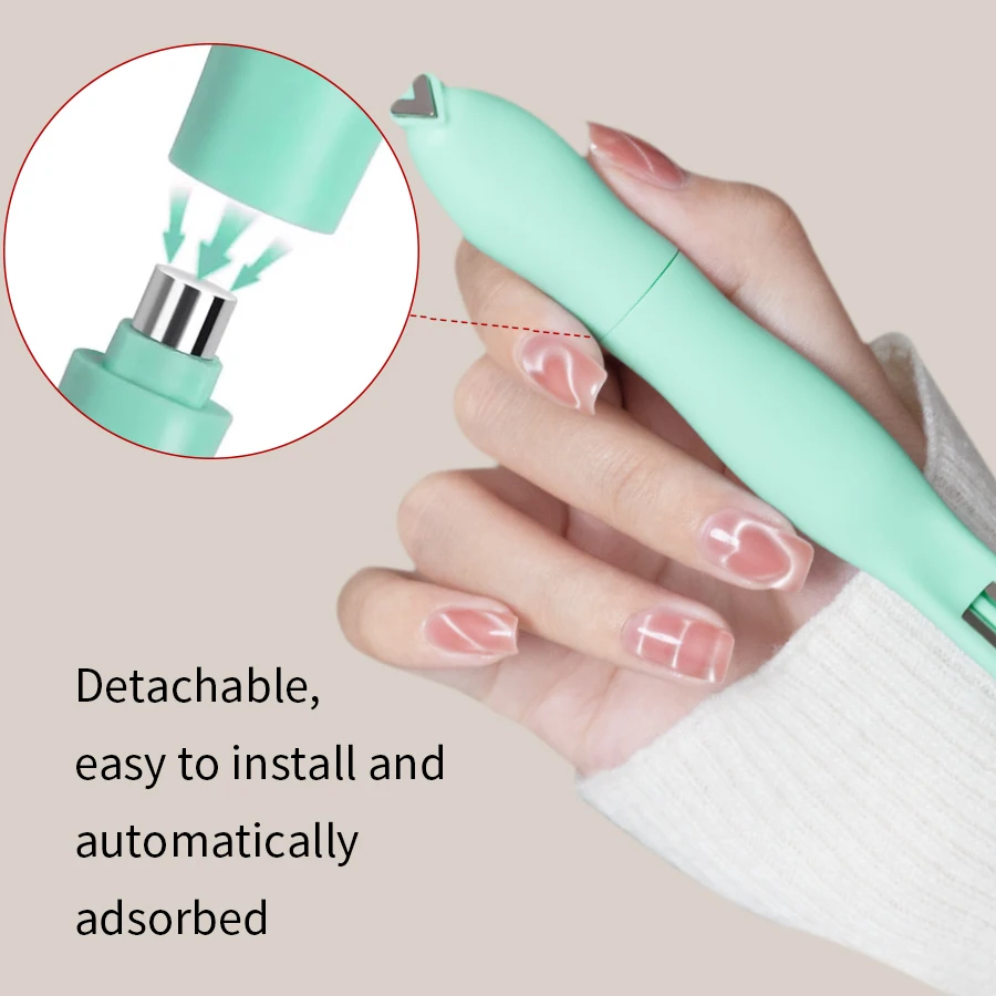 RSNAIL 4 in 1 Cat Eye Nail Magnet 3D Love Heart Nail Magnet Tool Green Multifunctional Nail Magnetic Stick for DIY Gel Polishing