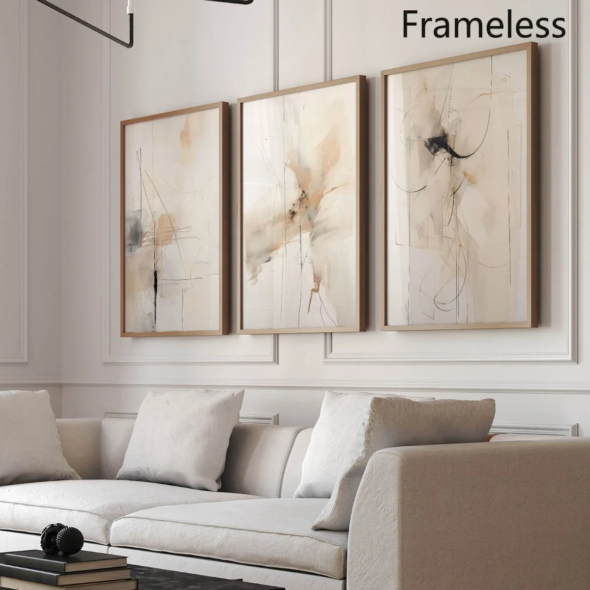 2D Flat, 3pcs Neutral Abstract Wall Art Prints, Set of 3, Line Art Painting, Beige, Apartment Decor, Earth Tone Bedroom Wall