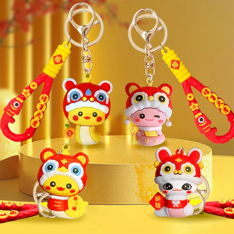 Cartoon Snake Key Pendant 2025 Keychain Chinese Zodiac New Snake Shape Chinese Style Snake Year Snake Doll New Year Gift