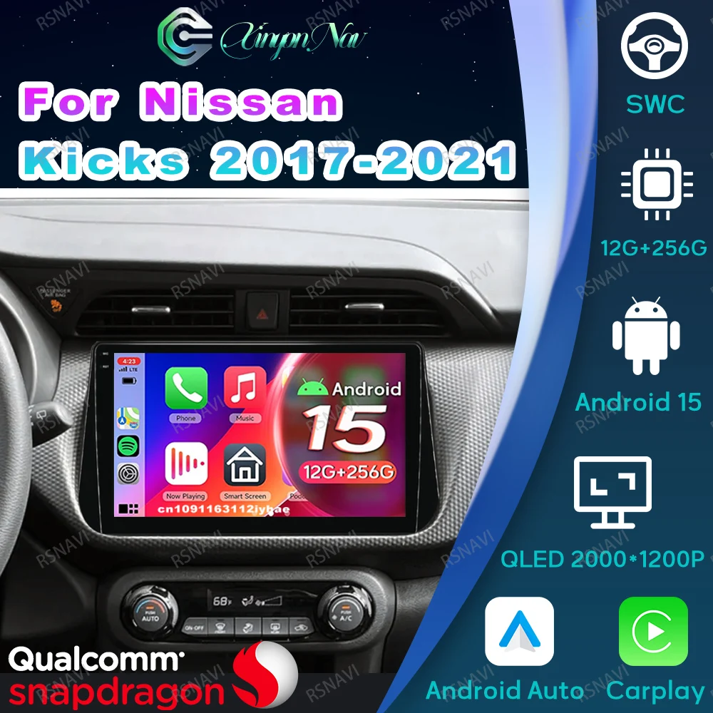 Radio de coche Android 15 para Nissan Kicks 2017 2018-2021 DVD Dashcam Tesla modelo Y Nipper Passat B 8 Core Clio 4 arrancador de batería de coche
