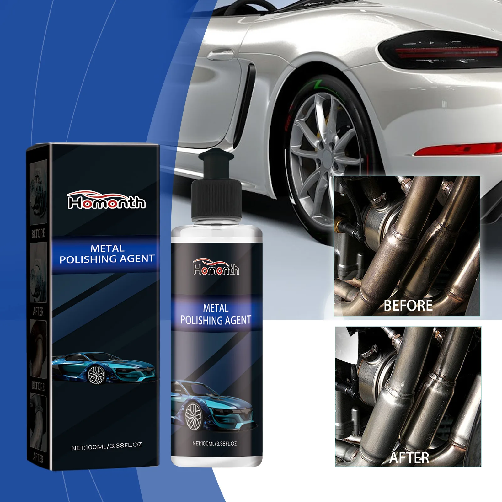 

100ml Multi-Purpose Metal Polish - Stainless Steel Cleaner & Restorer, Helps Remove Rust & Tarnish, Protective Shine Coating