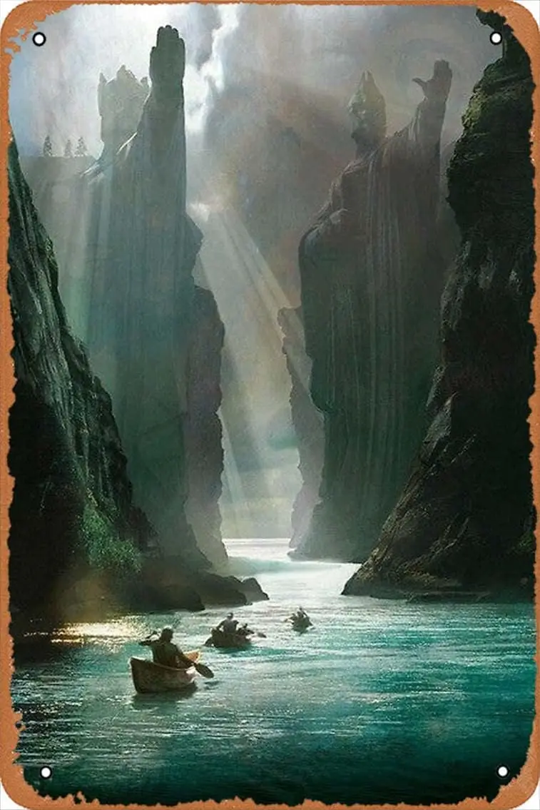 argonath poster 2 Poster Metal Sign Retro Home Decorative Vintage Tin Sign 12 x 8 Inch sign
