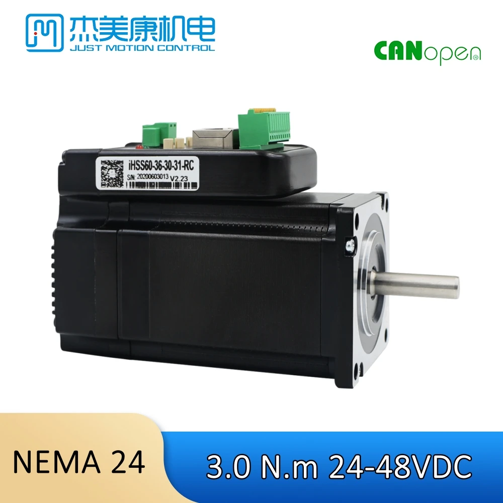 

JMC Nema24 2-Phase 3Nm 5.0A 36VDC Integrated Stepper Motor & Driver Controller CANbus CANopen/RS485 for CNC IHSS60-36-30-31-RC