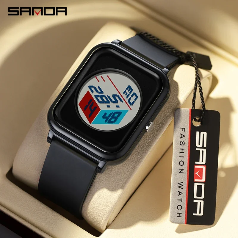 

Sanda 6134 3D dial male and female student electronic watch waterproof calendar multifunctional electronic watch