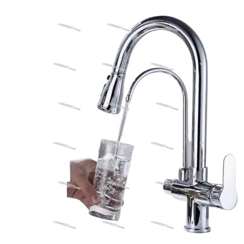 

Copper pull-out hot and cold faucet three-in-one household water purifier drinking purified water directly