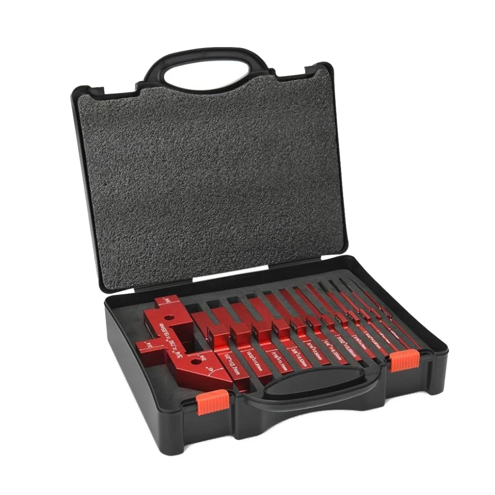 

Aluminum Alloy Table Setup Blocks Set Height Depth Angle Gauge Tool for Woodworking Compatible with Router Table Saw 14 Pieces