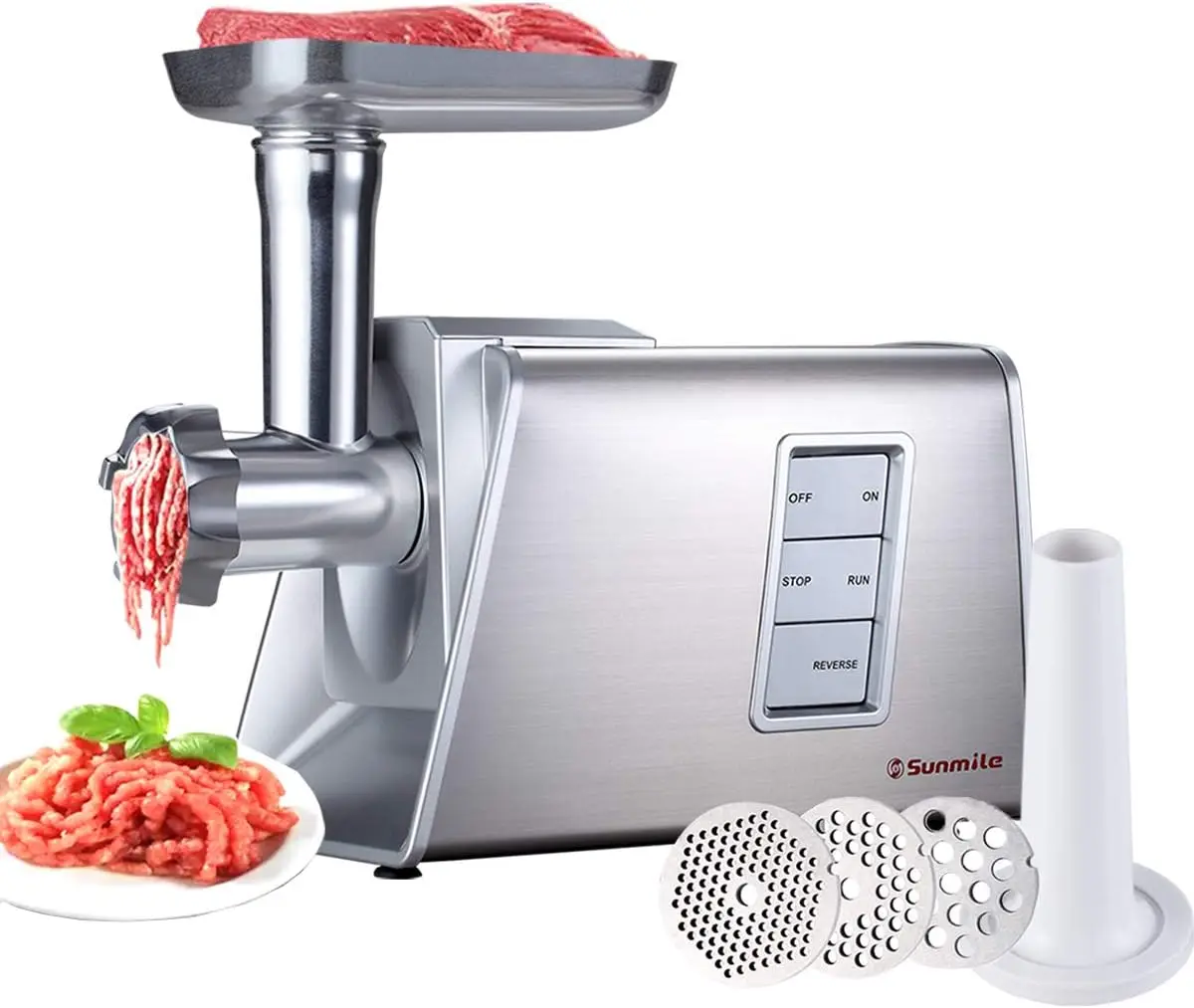 

SM-G73 Heavy Duty Electric Meat Grinder and Sausage Stuffer Maker 1000W Max with Stainless Steel Cutting Blade and 3 Cutting Pla