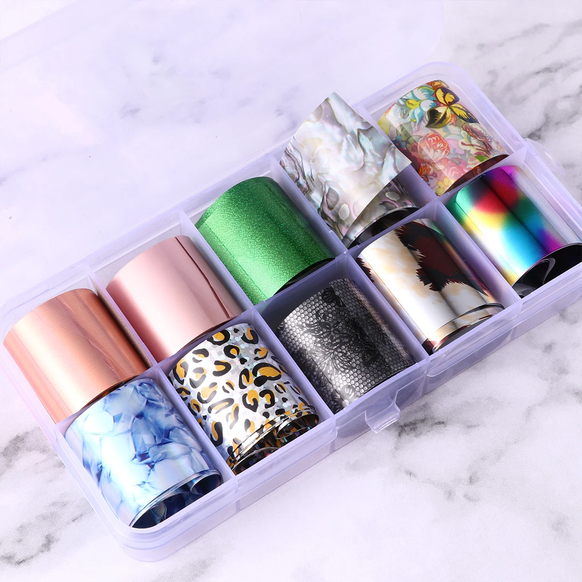 

30 Rolls Nail Art Stickers Sparkle Holographic Foil Decals Glitter Flash Colorful Apply Unique Design