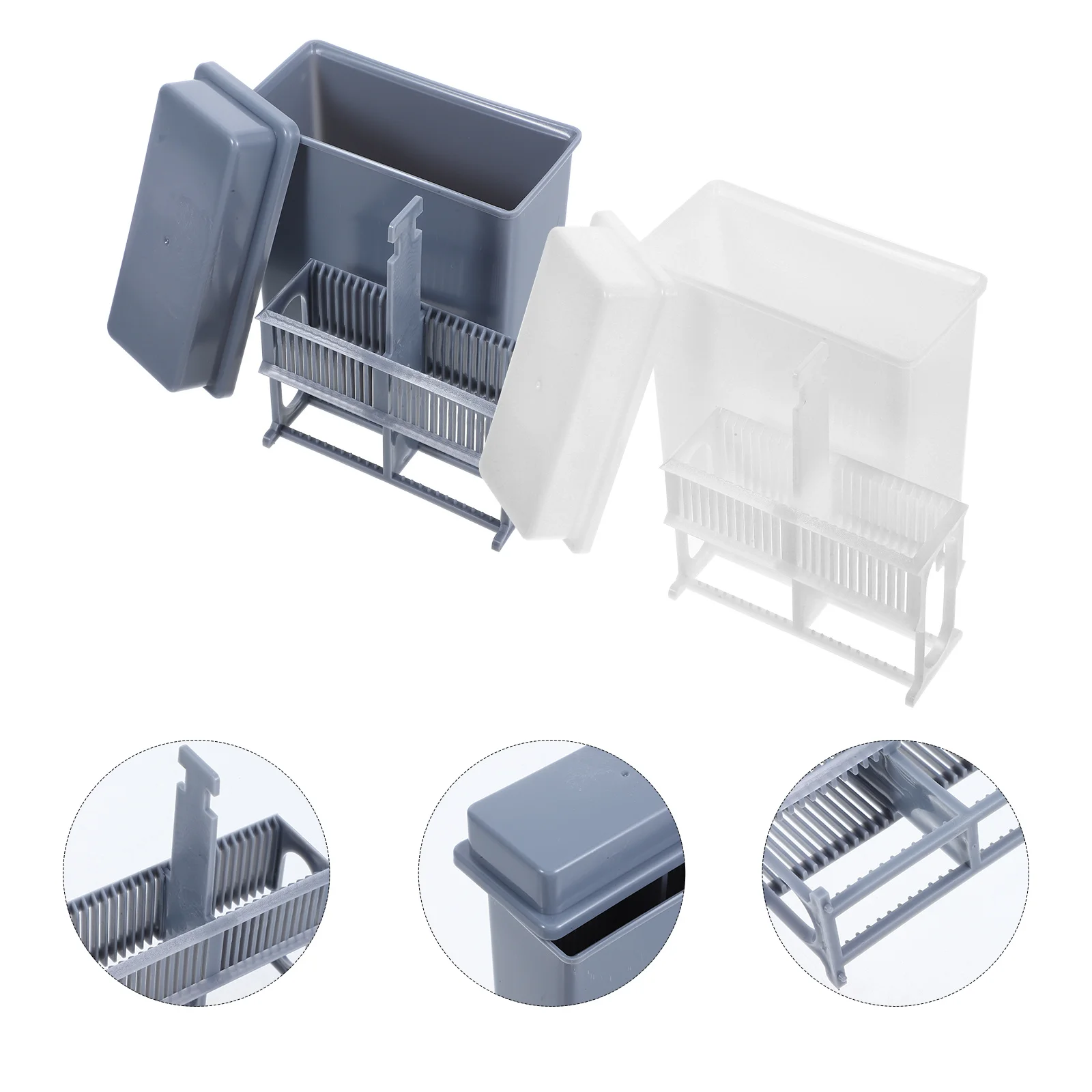 

2pcs Microscope Slide Rack Plastic Staining Jar Storage Container Durable Glass Slide Holder Research Lab Equipment Efficient