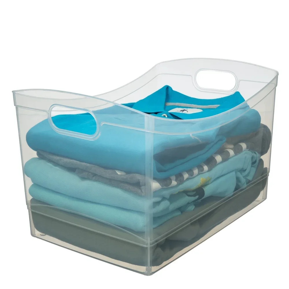 

Прозрачный пластиковый органайзер для хранения, набор из 3 предметов с ручками, дизайн с открытым верхом, канцелярские товары, предметы домашнего обихода, кухонный шкаф