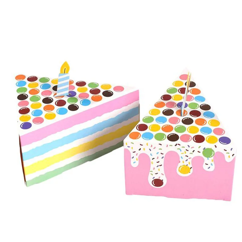 

50/100Pcs Triangle Rianbow Cake Shape Paper Bag Packaging Box Wedding Gifts for Guests Candy Boxes for Wedding Baby Shower Party