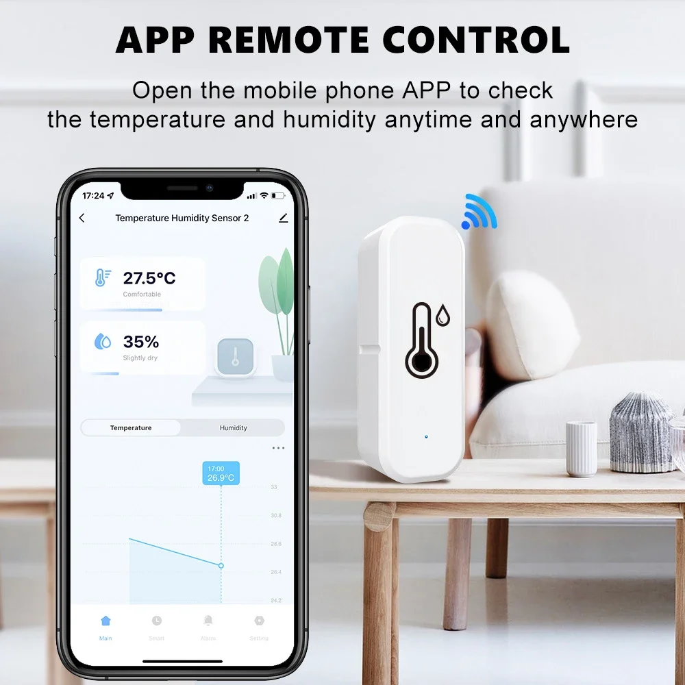 Imagem -03 - Tuya Zigbee-sensor de Temperatura e Umidade Wifi Aplicativo Smart Life Monitor Remoto Higrômetro Interno Funciona com Alexa Google Home