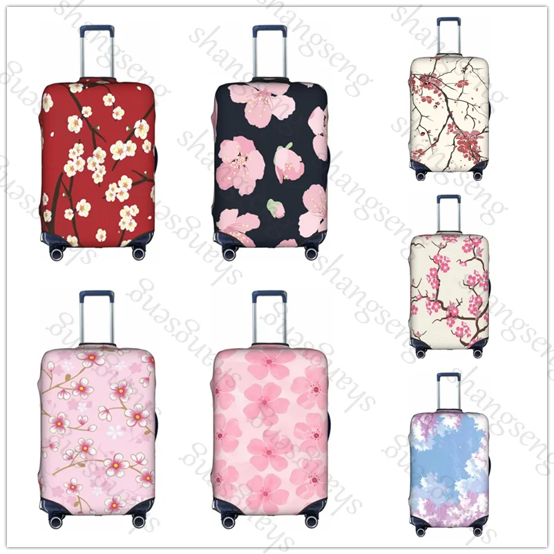 

Thick Elastic Luggage Protective Cover Zipper Suit For 18-32 inch Bag Suitcase Covers Travel Accessories Pink cherry blossoms
