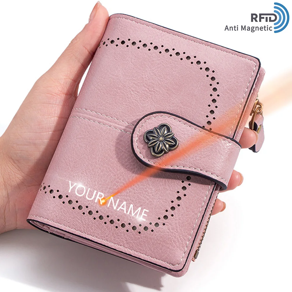 

New Name Customized Women RFID Wallets Zipper Coin Pocket Female Card Purses Photo Holders Big Capacity Women's Wallets