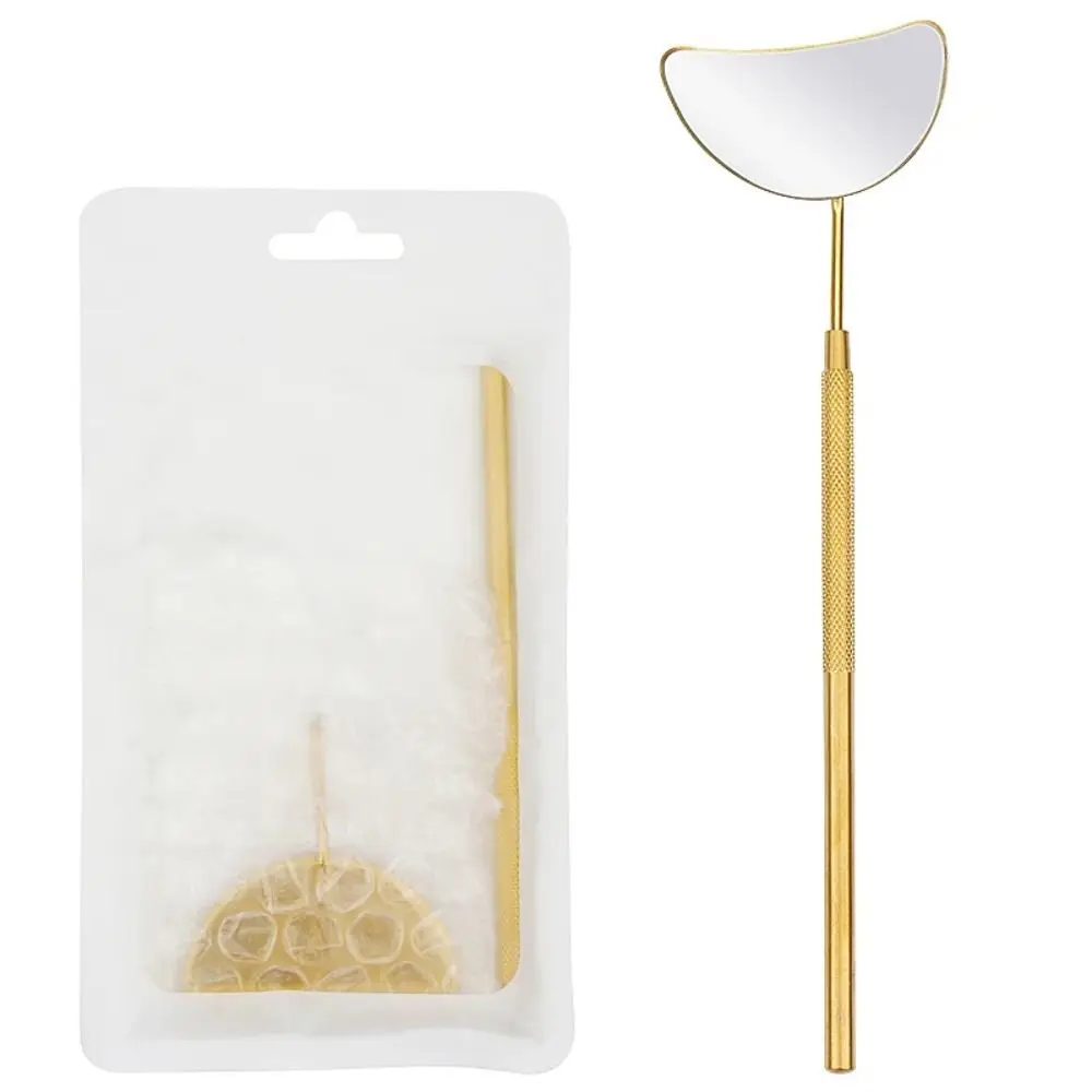 Checking False Lashes Eyelash Extension Mirror Semicircle Stainless Steel Long Hand Mirror Detachable Beauty Tool Accessories