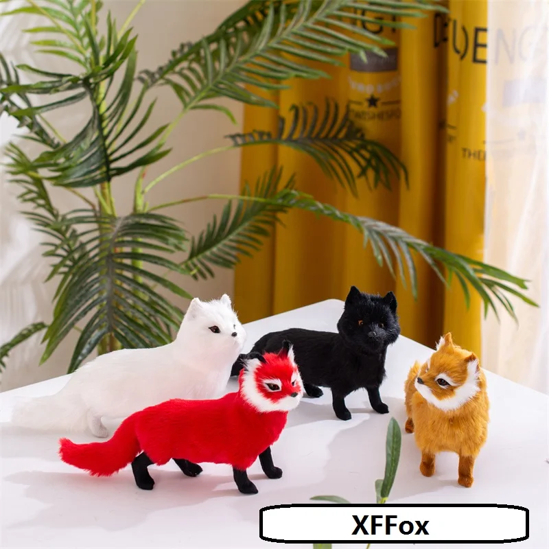 Cute Standing Fox Handicraft Decoration Toy Gift - Realistic Faux Fur Design Approx. 26x16cm - Plush Soft Plastic Material