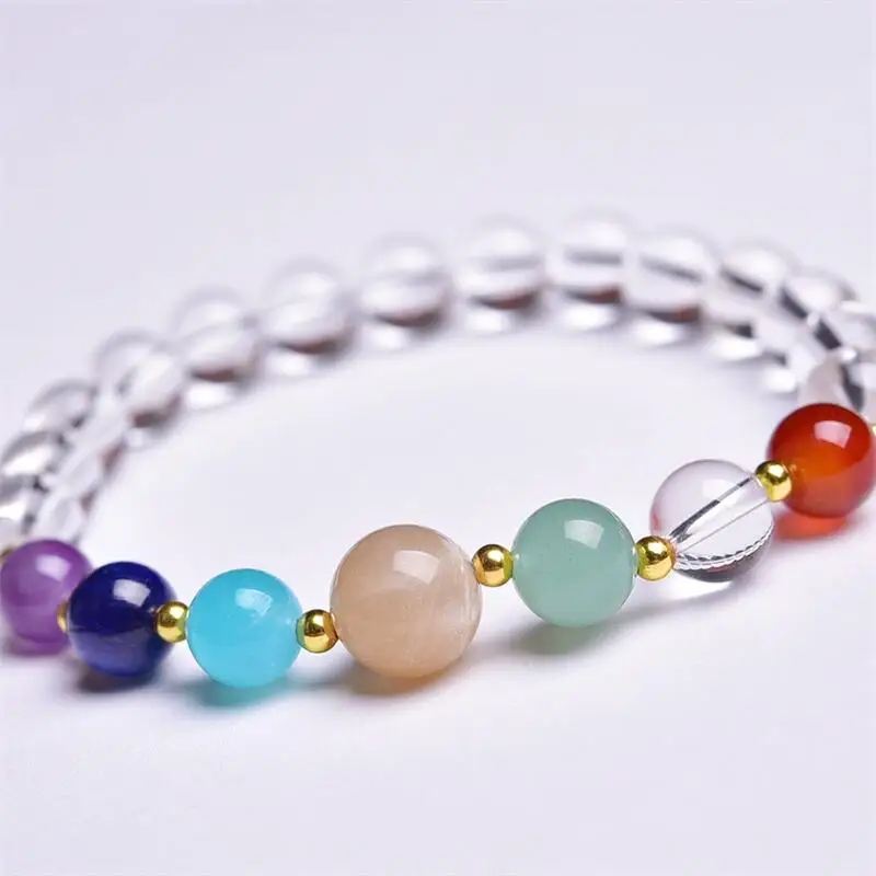 

8 мм натуральный цветной кварцевый браслет из бисера, модный Рейки, целебная энергия, драгоценный камень, ювелирные изделия, праздничный подарок, 1 шт.