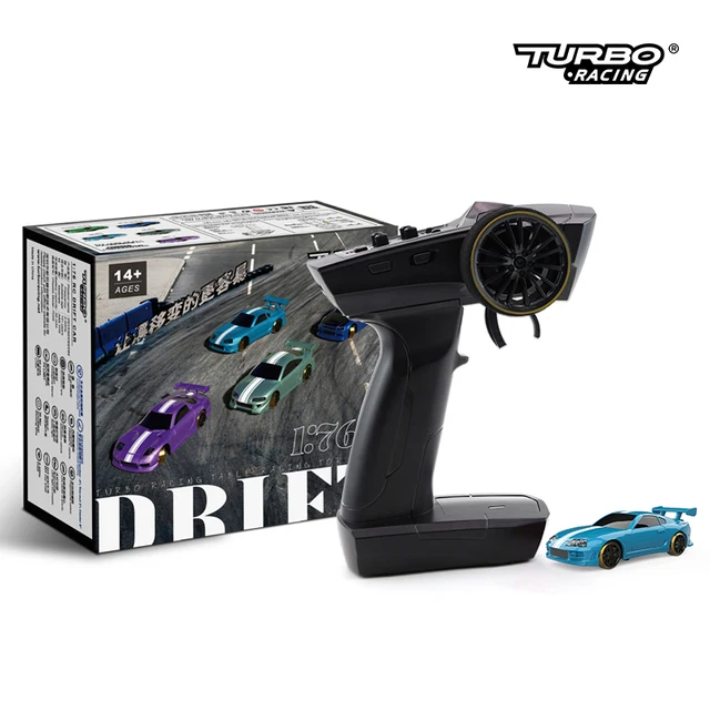 Turbo Racing 1:76 C64 C63 C61 C62 C72 C73 C74 C75 RTR Platlopend speelgoed op de weg RC Drift Auto met gyro-radio voor kinderen en volwassenen