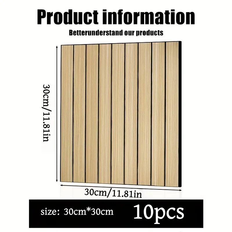 10pcs 30cm Retro Grille Board Self-Adhesive Wallpaper，Wood Grain Grille Style Self-Adhesive Wall Stickers Refurbishment Indoor