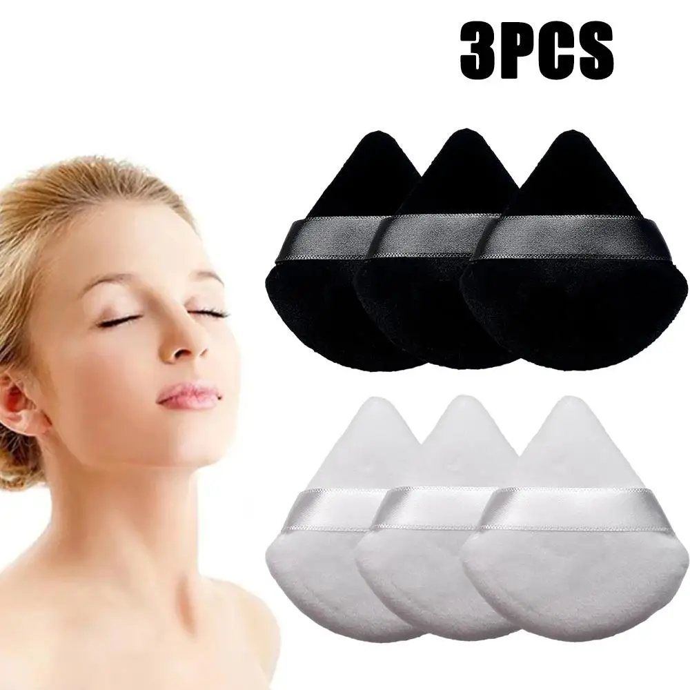 3 Stuks Driehoek Fluwelen Poeder Puff Make-Up Sponzen Voor Gezicht Ogen Contouren Schaduwafdichting Cosmetische Foundation Make-Up Tool