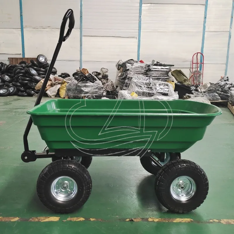Garden Tipping Cart, Hand Trolley for Hauling Tools, Garbage and Garden Supplies