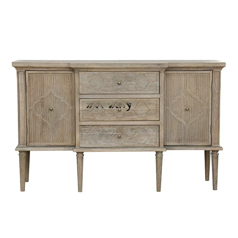 

American country style white oak carved locker restaurant side cabinet B & B cupboard
