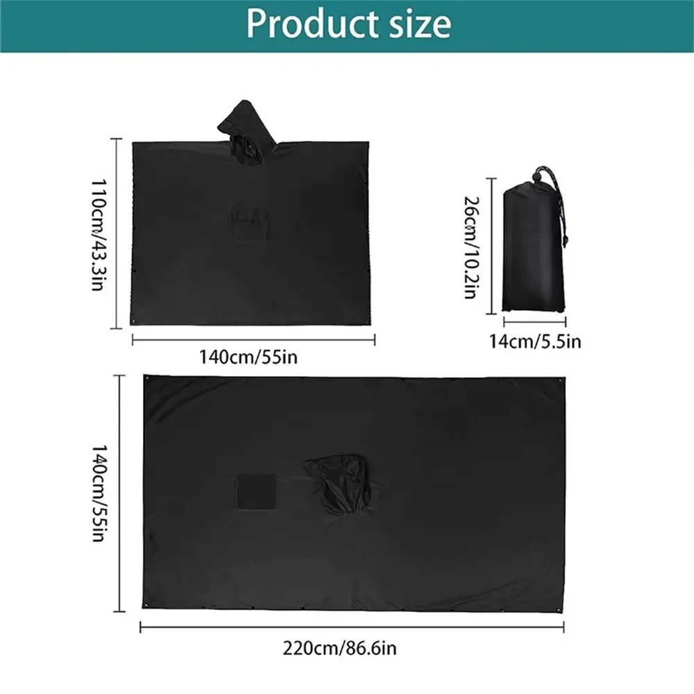 Impermeable militar 3 en 1 para exteriores, poncho impermeable con capucha y mangas, cubierta para lluvia para motocicleta, ropa para lluvia para acampar, senderismo, viajes, tienda de campaña
