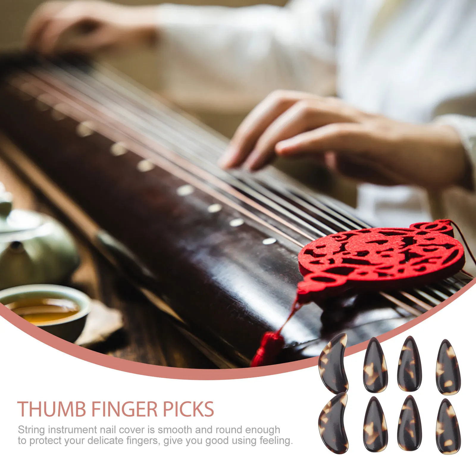 

8 Pcs Guzheng Nails Musical Finger Fingertip Protectors for Fingers Practice Fake