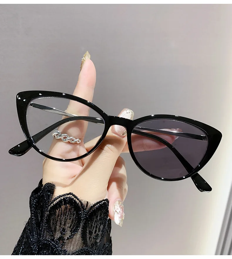 Lichtempfindliche, farbwechselnde Cat-Eye-Brille im Retro-Trend-Stil, nicht-Gesichtsverkleinernde, flache Lichtbrille, hochwertige Myopie-Brille 6105 – Detail 8