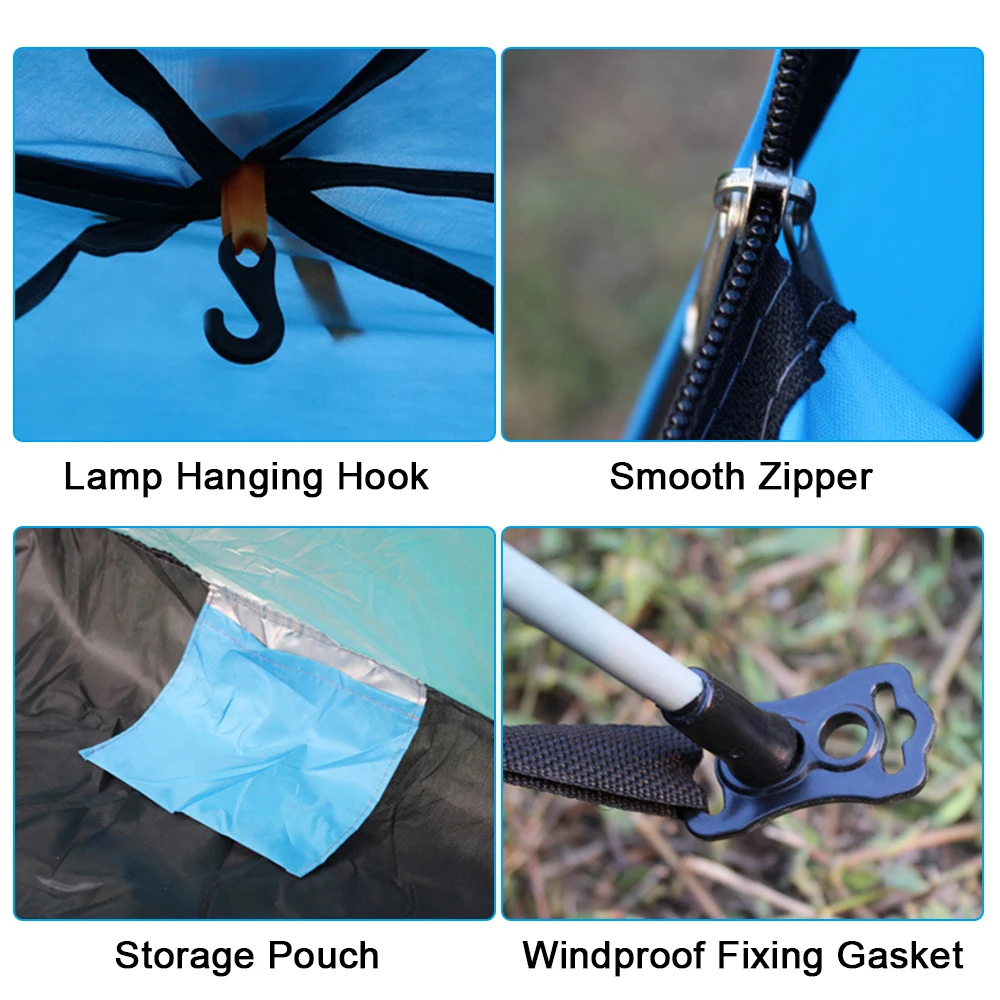 خيمة منبثقة خارجية مقاومة للماء خيمة تخييم أوتوماتيكية فورية محمولة لـ 2-3 / 3-4 أشخاص خيمة عائلية للتخييم والتنزه مرة أخرى