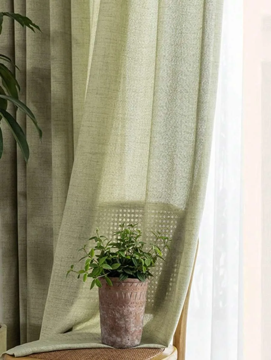 1pc Japanese Minimalist Linen-like Curtain, Blackout & Noise Reduction for Living Room & Bedroom, Sun Protection & Heat Insulati