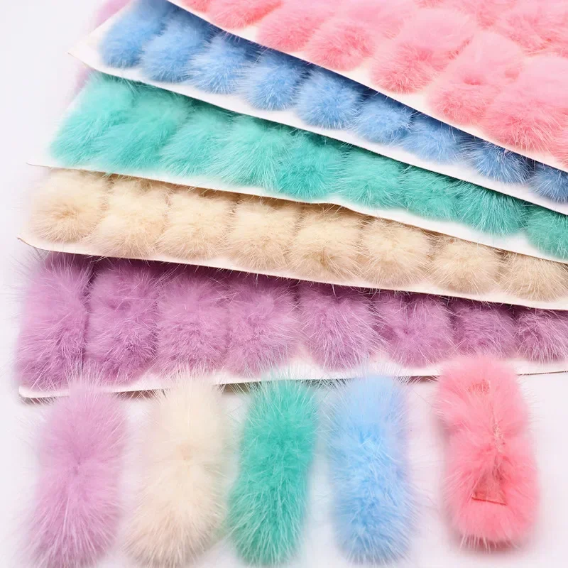 Bowknot Mink Fur Pompoms Ball 3*7cm Fluffy Soft Pompones Diy Pom Pom Keychain Hair Decor Sewing Craft Supplies Gift