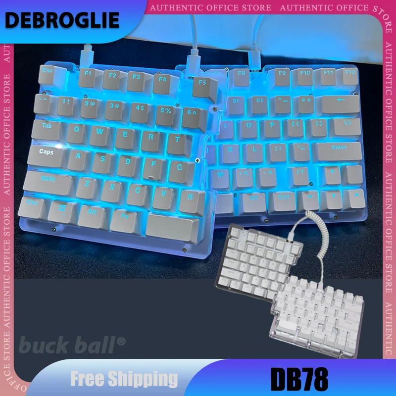 

DEBROGLIE DB78 Split Keyboard Hot Swap 78 Keys Mechanical Gamer Programable Keyboard LED Backlight Customize USB Wired Keyboard