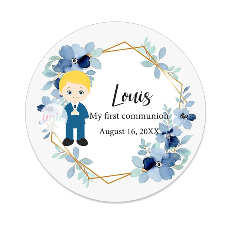 3.5cm/4.5cm My First Communion Sticker Boy Girl Mi Primera Comunión Holy Favors Labels Christening & Baptism Stickers