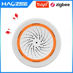 Tuya ZigBee Smart Siren Alarm 90dB Sound Light Home Security Alarm Works With Tuya Zigbee Hub