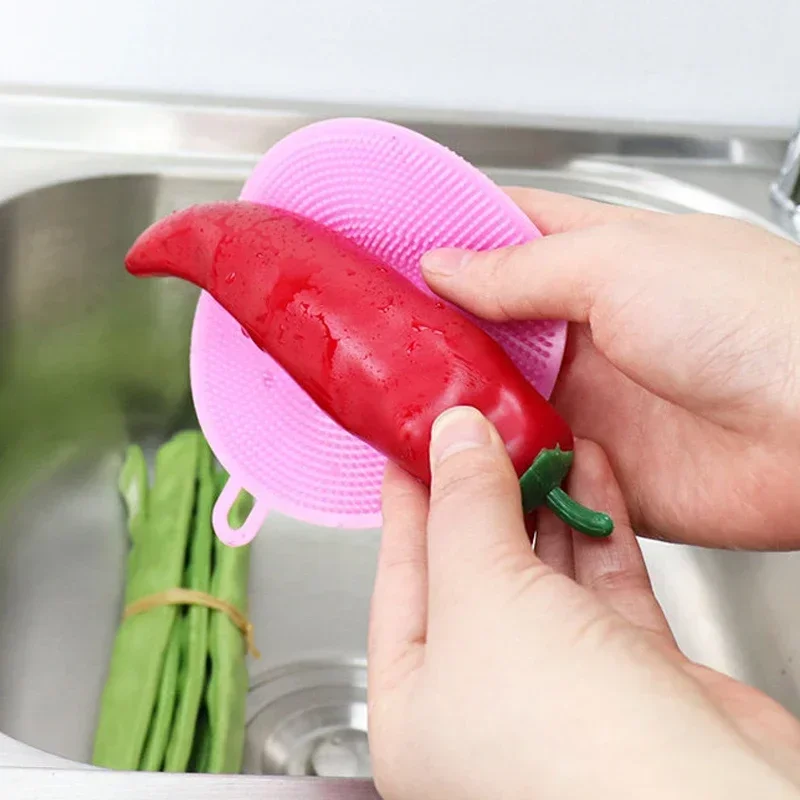 Multifunctional Silicone Brush Kitchen Dishwashing Sourcing Pad Decontamination Pot and Bowl Cleaning Brush Anti Hot Table Mat