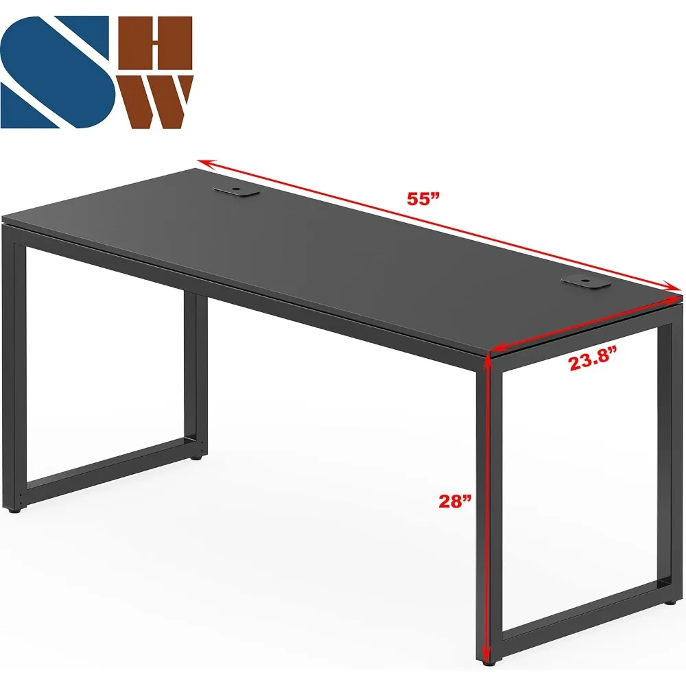 55-Inch Durable Black Office Desk for Business Use