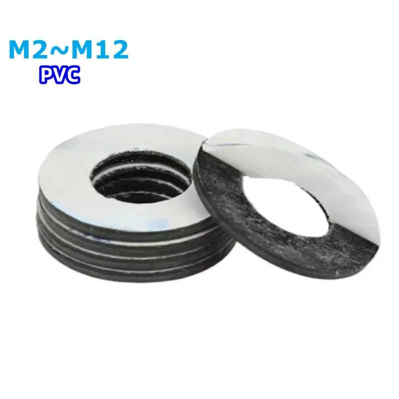 Leijiu Black/transparent Adhesive Backed Pvc Washer Flat Gasket Adhesive Plastic Viscose Plastic Round Washers Hard Washer