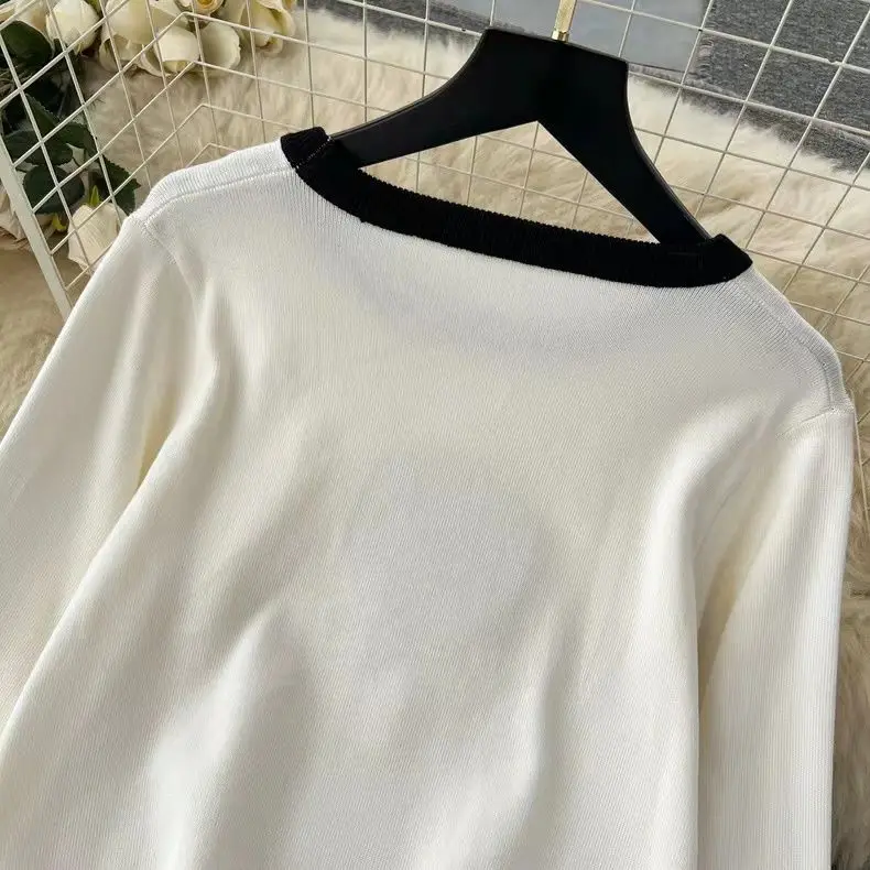 Two-Piece Round Neck Loose Floral Design Knitted Suits O Neck Loose Pullover+Skirt Korean Women Autumn Casual Sweater Sets