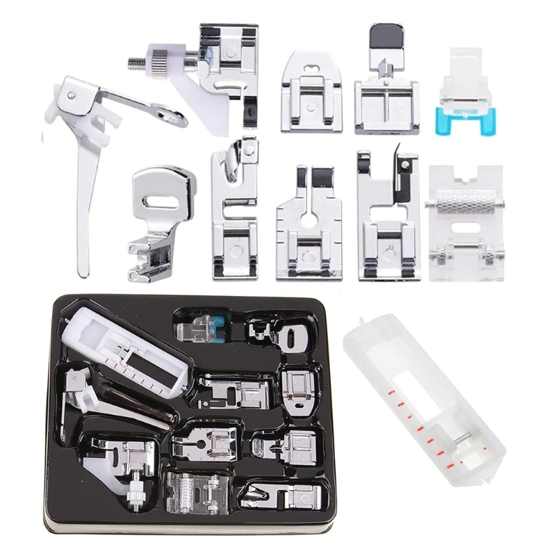 11 Pieces Sewing Presser Foot Universal Domestic Sewing Machine Part Sewing Made Easy Suitable for Brother Singer Janome