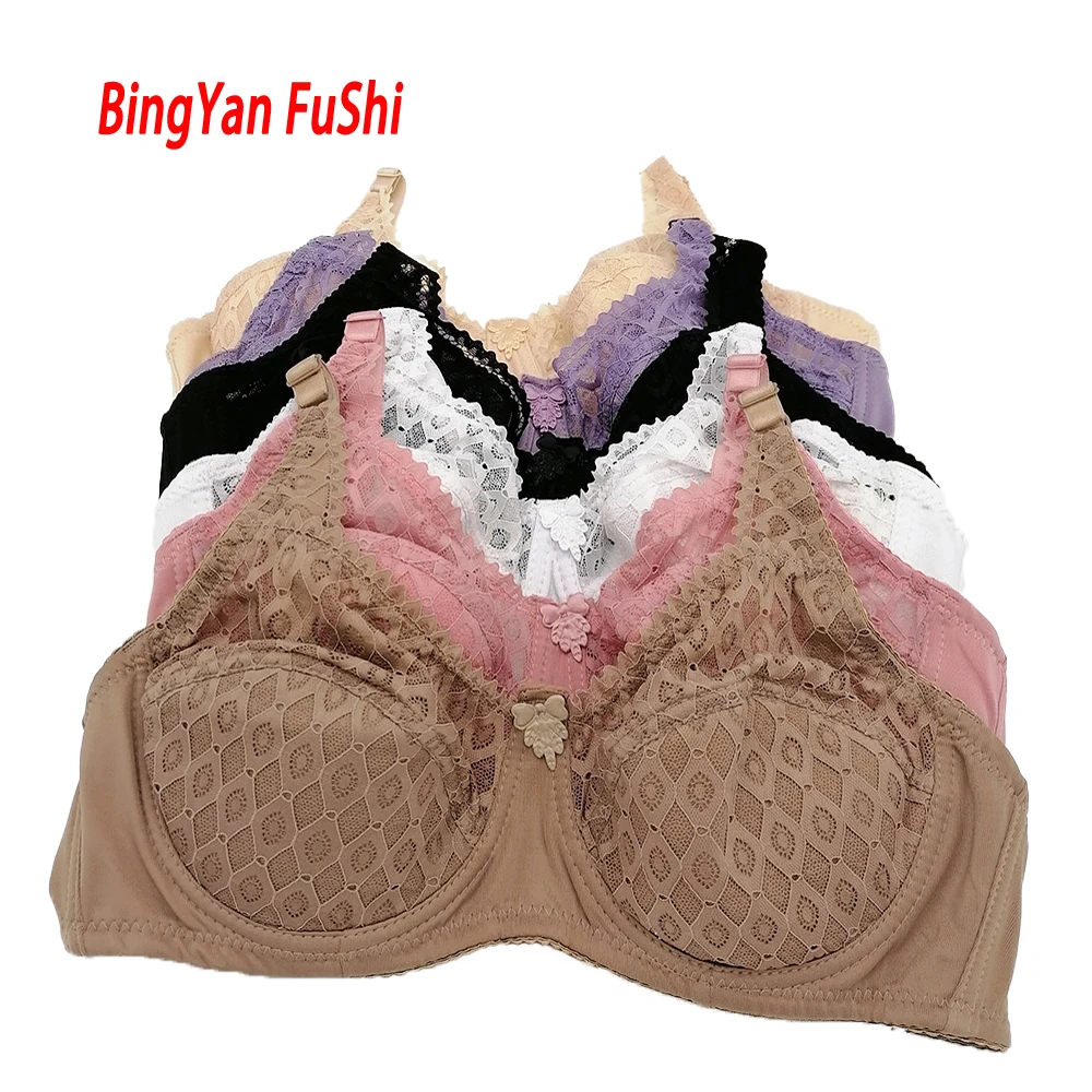 105E 105D 100D 100E 95D 90D 85D 80C 75B Plus Size Women Underwear Sexy Lingerie Lace Bra Female Pure Color Cotton Bralette C18