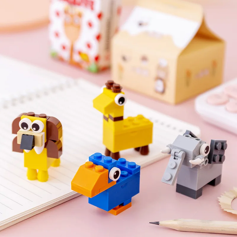 Creative Cartoon Puzzle Novelty Diy Building Block Toy Student Learning Supplies Stationery Building Block Pencil Sharpener Gife