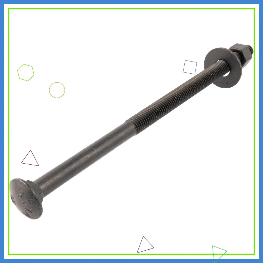 

1/2 in. x 10 in. Black Carriage Bolt Kit - 12 Bolts, Washers & Nuts, Ceramic Black Ruspert Coated for Exterior Use
