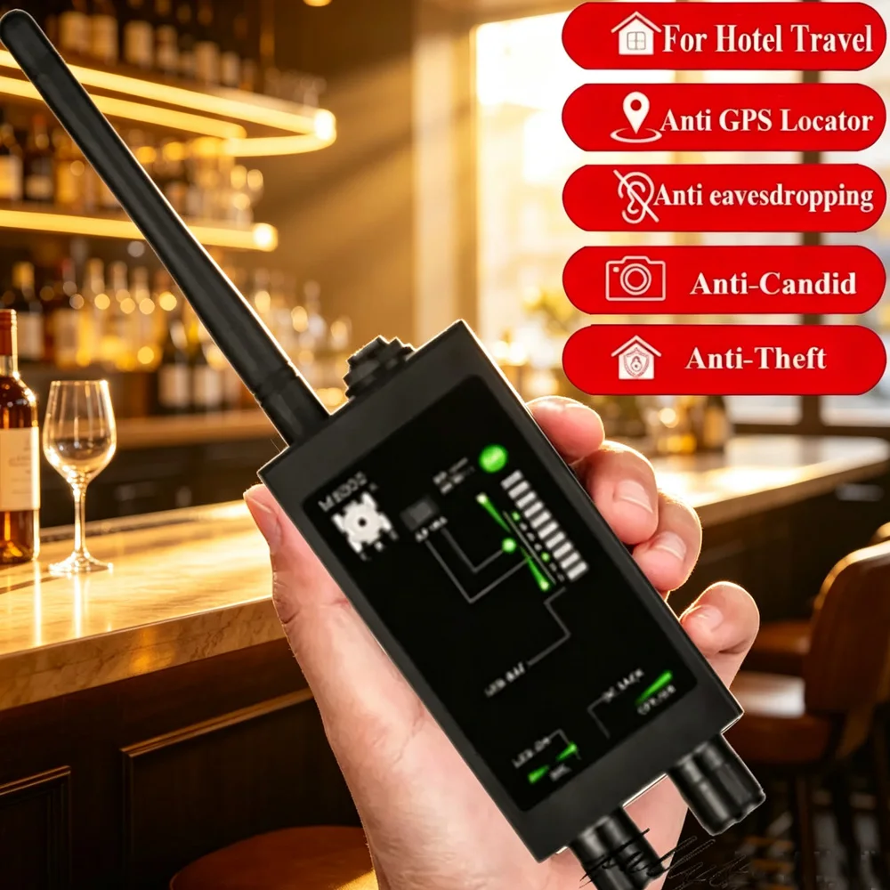 M8000 Anti Spy Camera Detector GSM RF Signal Auto Tracker Detectors GPS Tracker Finder Bug With Long Magnetic LED Antenna Scan