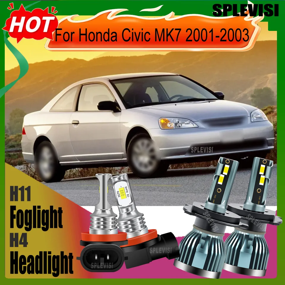 

Headlight Foglight H4 H11 LED Intensity Lighting for Safe Nighttime Travel Long - Lasting For Honda Civic MK7 2001 2002 2003