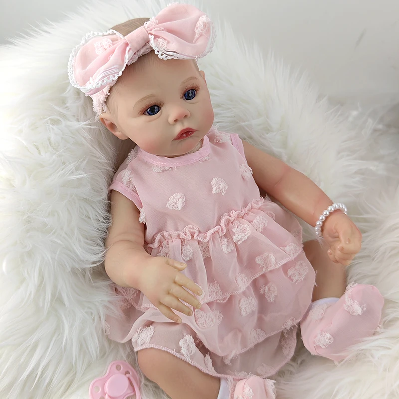 18 Inch 46cm 3D Skin  Body Soft Vinyl Girl Reborn Baby Doll With Painted Lifelike Hair Baby Reborn Toys Children's